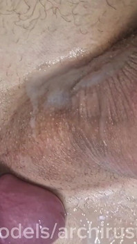 Slut with a Big Cock Fucked Right on the Table, Covered in the Cum of a Big-cocked Male