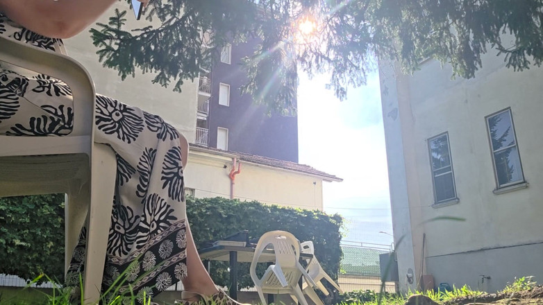Nicoletta Embassi: Hot Sun in the Garden Minimal Bikini, Camouflage Sandals and...