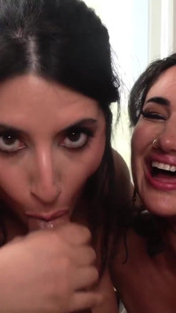 Double Blowjob & Titty Fucking 2 Busty Arabic MILFs