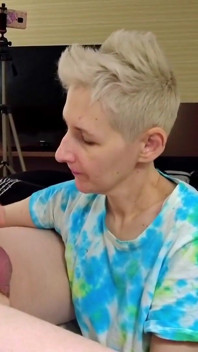 Emily licked balls to a shine and took the cum in her mouth