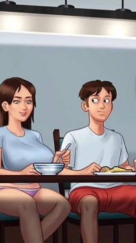 Summertime Saga 03 - Si jalang sesat dengan buah dada besar suka membuatkannya sangat miang - permainan lucah MILF bertetek besar