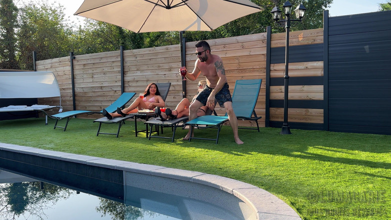 Lumacarie: Marie and Lucas Lumacarie Fuck with Adelie by the Pool