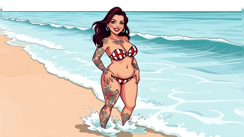 AI Porn: Ai Tattoo Art Curvy Bikini Women