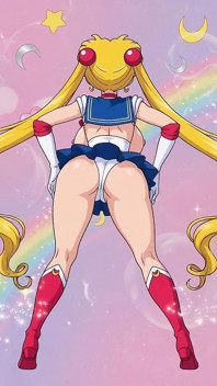 Sailor Moon Shaking Her Tight Bald Ass Pussy