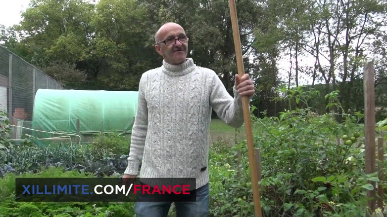 Made In France: Super hot babe fucks the old gardener