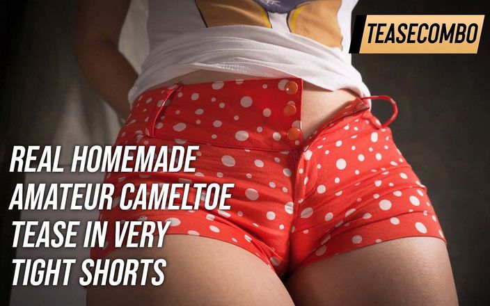 Teasecombo 4K: Echte eigengemaakte amateur-cameltoe plagen in zeer strakke korte broek