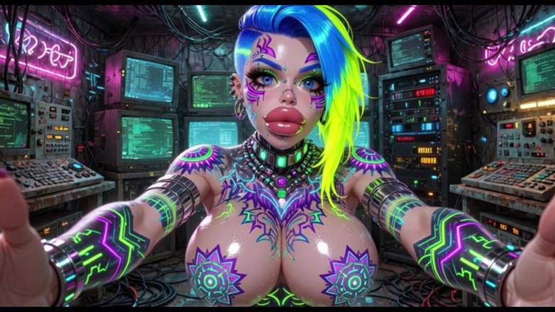 Hot girl dancing: Cyberpunk Style Women Bouncing Boobs, Ai Animation