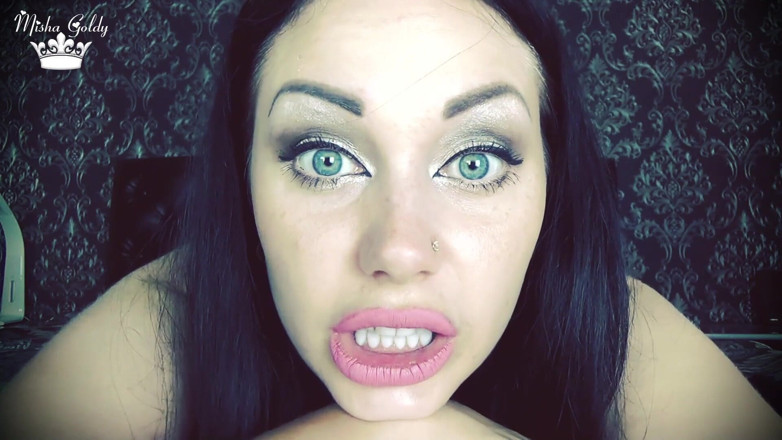 Goddess Misha Goldy: Cum all over my face clip with cum countdown!