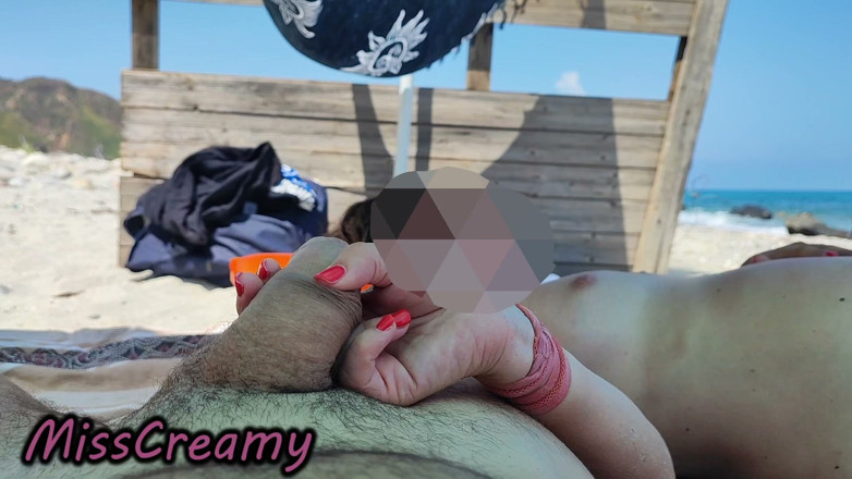 Miss Creamy: French Teacher Risky Public Beach Dick Flash She Makes Me...