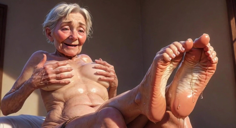 Anime Hentai: Old Granny Enjoying Oil Foot Massage - Desperate for Tongue in...