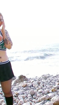 Cameraman fucks curvy mature Dickxy anal while shooting on the beach