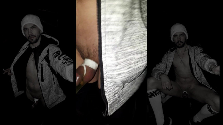 kinkygaynudist: Pendakian musim dingin dengan karet basah kuyup di kontolku