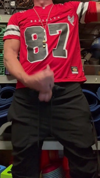 Jockdad87 Shoots a Load of Cum in His #87 Jersey