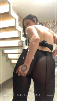 Hot Babe, in Sexy Stockings, Passionately Dancing a Striptease!