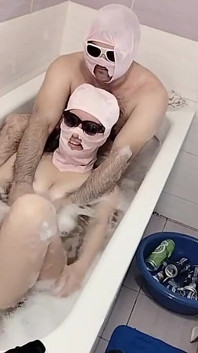 Amateur Couple Taking a Bath, Wife with Hairy Pussy, Big Ass, Big Tits.