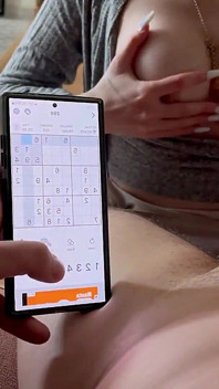 My Stepson Plays Sudoku and I Play with His Cock!!