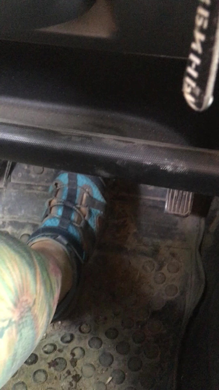 Risky Hairy Couple: I Press the Gas and Brake Pedals in Car