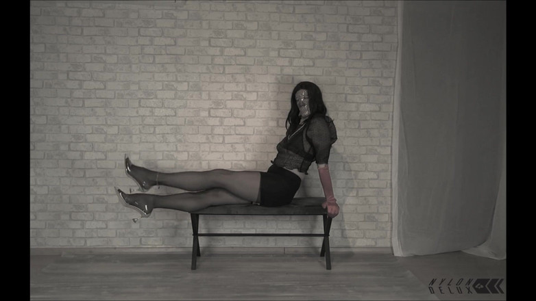 Nylondelux: Suspender bermain dubur pantyhose
