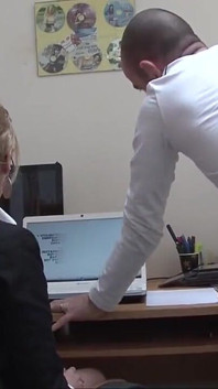 First day at work our new secretary gets analized by the boss