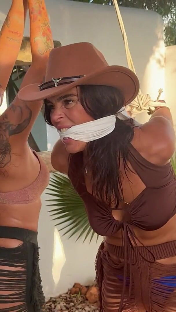 Latina Fetish: Bandit Girls Tied Tight. Two Helpless Cowgirls Cleave Gagged to...