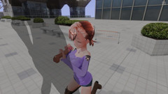H3DC: Stăpâna roșcată 3D HENTAI îți masturbează pula pe acoperiș