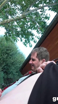 Old versus young interracial couple at GrandParentsX