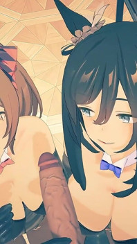 Uma Musume - Eishin Flash dan Smart Falcon Bunnysuits Sex - Animasi Hentai 3D