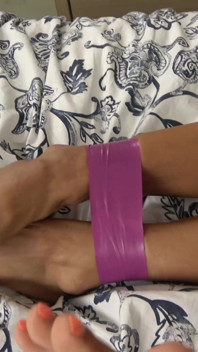 Carmen, Latina & Tatti in 'triple Trouble: the Purple Pvc Tape Hogtie and Stuffed Tape Wrap Gag Predicament! (4k)