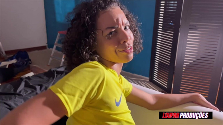Loupan productions: Curly Brunette Taking Milk in Her Mouth - Tiabrit - Loupan
