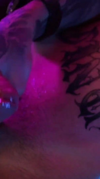 Hot Tattooed Twink Jerking His Big Uncut Cock with Oil and Shooting His Cum