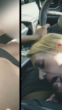 Nikki tem peitos enormes e chupa o pau grande no carro