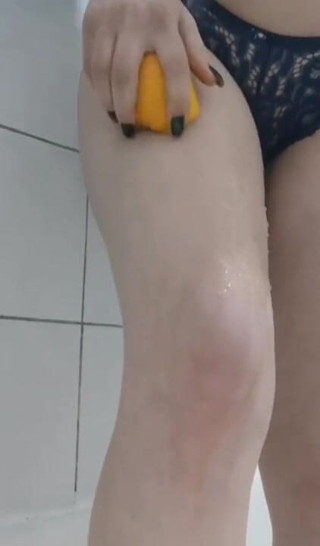 Erotic college: Sweet orange on my hot legs