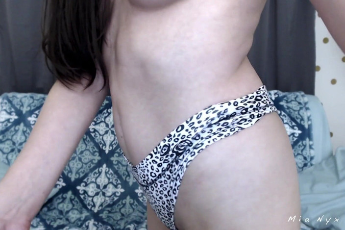 MiaNyx: Trying on cute thongs and panty stuffing