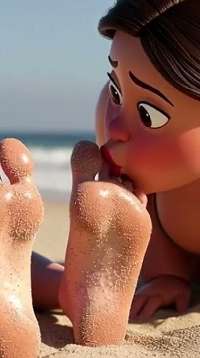 YOUR BEST FANTASY: Gruba kobieta liżąca piaszczyste stopy chudej dziewczyny – upokorzenie na plaży
