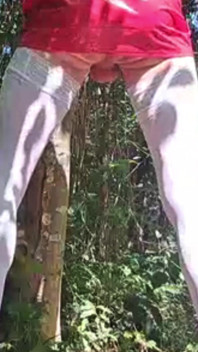 Exhibition in the Woods Latex Mini Skirt White Stockings and Pink Heel