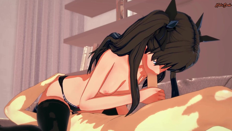 Hentai Smash: Tohsaka Rin робить 69 перед тим, як кататися на члені на дивані - доля /залишитися нічний хентай