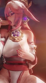 Yae Miko Sucking Cock Like a Porn Star Kissing the Tip Genshin Impact BJ Sex Hentai Tongue Licking