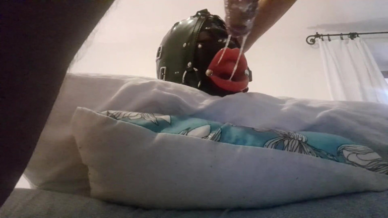 LauraOnHeels: Laura hogtied och huva med en läpp öppen mun gag har...