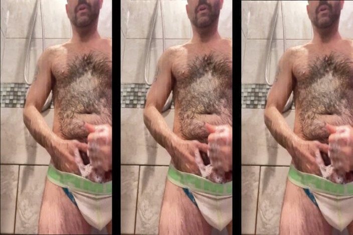 Hairy Wolf: Handsome Hairy Hung Shower Bator Horny at the Gym Needed...
