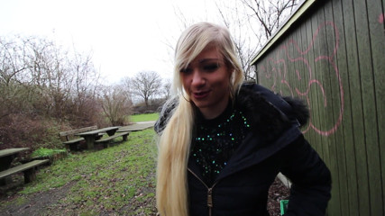 Eronordic: Hot blondie flashes tits and suck cock in Denmark