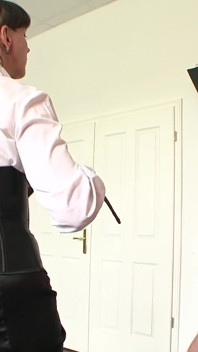 Hot domina makes men eat pussy and get fucked by strap on