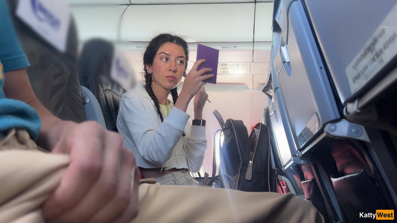 Katty West: Public Dick Flashing in Airplane - Girl Brought Me to Cumshot...