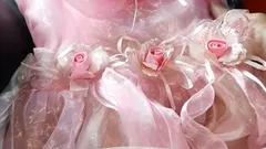 Quietly Feeling the Softness and Smoothness of the Stepdaughter's Slippery and Shiny Satin Dress