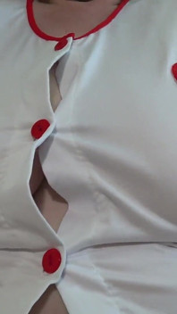 Gorgeous Big Boobs of a Nurse in Front of My Eyes Close-up. Old MILF Saggy Tits.