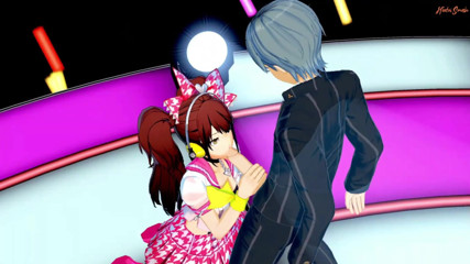 Hentai Smash: Rise Kujikawa fingers her pussy on stage before giving Yu...