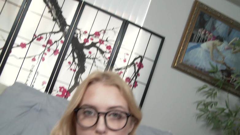 Giving A Handjob: Nerdy Babe Chloe Cherry POV Style Handjob After College