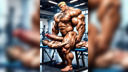 AI gay porn: Muscular Gym Man Fuck Cum