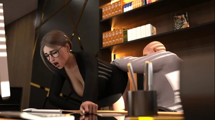 Neorm: Office Boss Licking Step Sister Pussy