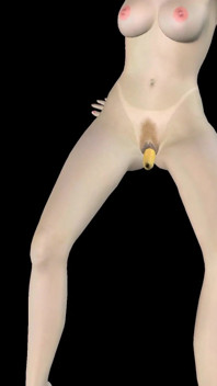 Animado 3D porno - muy hermosa chica masturbándose con banana hasta el orgasmo