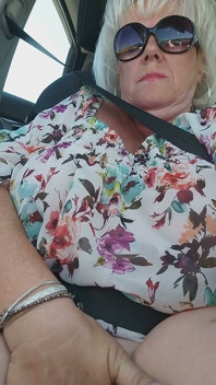 Mature Blonde Fingers Throbbing Pussy in Public Car Ride
